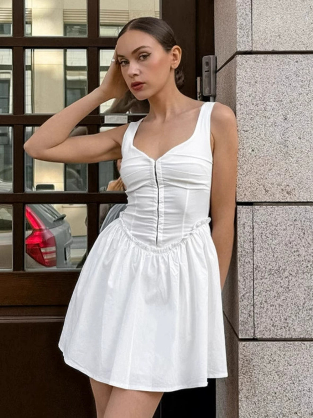 Forever 21 White Cotton Tank Dress Summer Mini